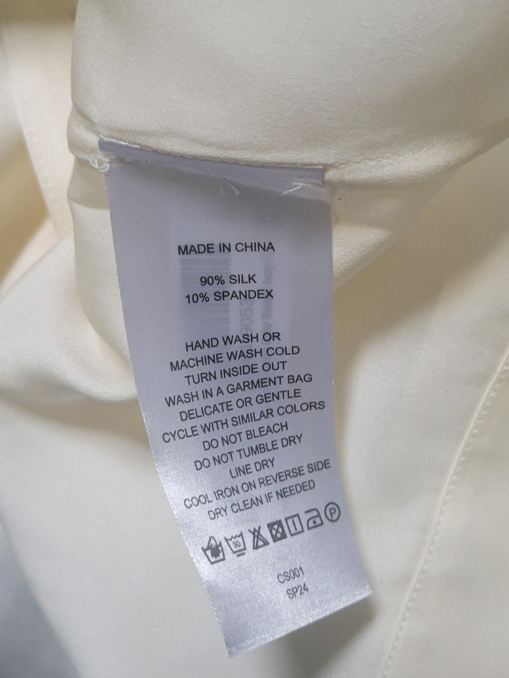 NWT Quince Washable Stretch Silk Short Sleeve Notch Collar Blouse Ivory Sz Large - Picture 6 of 7